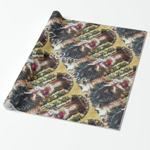 VIRGIN WITH CHILD CHRISTMAS JOY PEACE LOVE WRAPPING PAPER