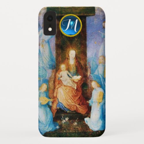 VIRGIN WITH CHILD CONCERT OF ANGELS Blue Monogram iPhone XR Case