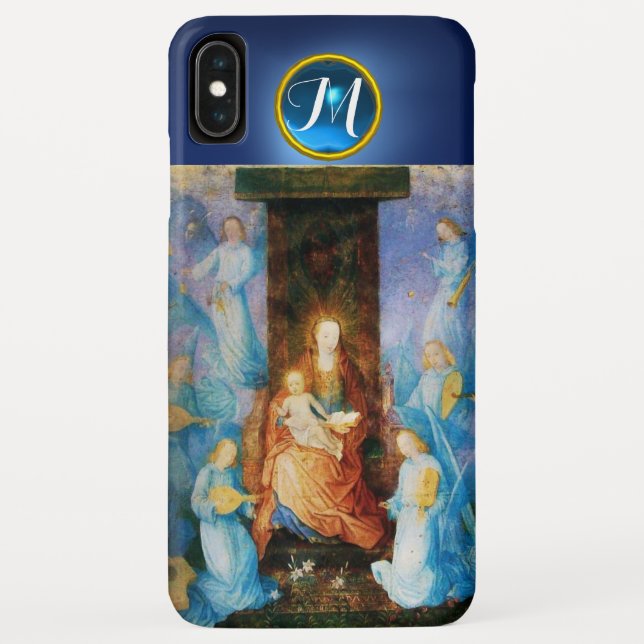VIRGIN WITH CHILD CONCERT OF ANGELS, Blue Monogram Case-Mate iPhone Case (Back)