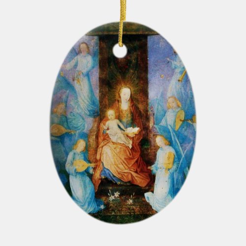 VIRGIN WITH CHILD _CONCERT OF ANGELSBlue Sapphire Ceramic Ornament