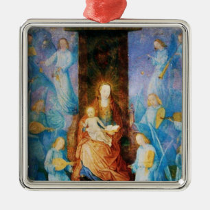 VIRGIN WITH CHILD -CONCERT OF ANGELS,Blue Sapphire Metal Ornament