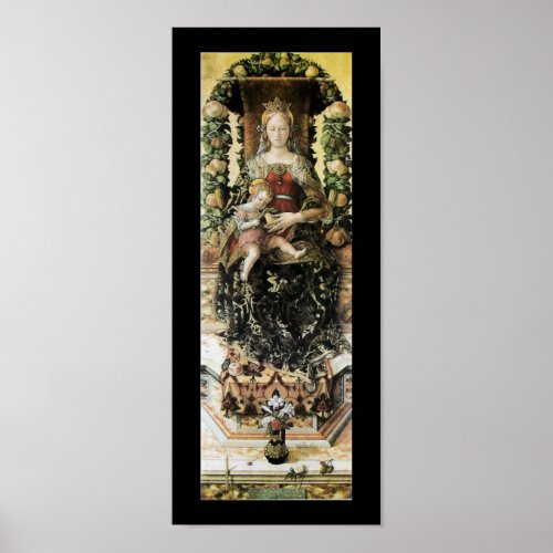 VIRGIN WITH CHILD  green  black Poster
