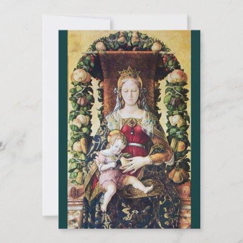 VIRGIN WITH CHILD  Green Invitation