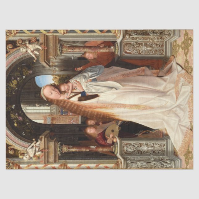 VIRGIN WITH CHILD ,MUSICAL ANGELS CHRISTMAS TISSUE PAPER (Front)