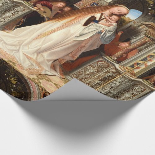 VIRGIN WITH CHILD MUSICAL ANGELS CHRISTMAS WRAPPING PAPER