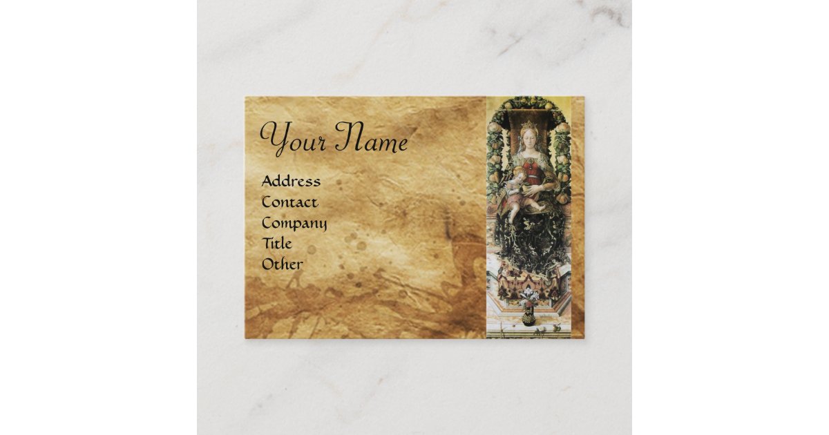 VIRGIN WITH CHILD Parchment Business Card Zazzle