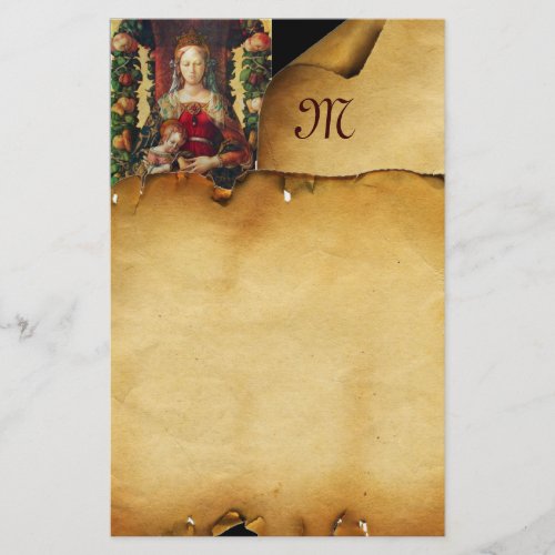 VIRGIN WITH CHILD Parchment Monogram Stationery