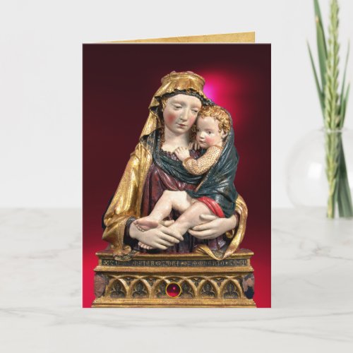 VIRGIN WITH CHILD Red Ruby Christmas Greetings Holiday Card