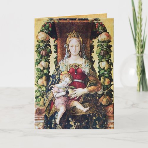 VIRGIN WITH CHILD Red Ruby Holiday Card