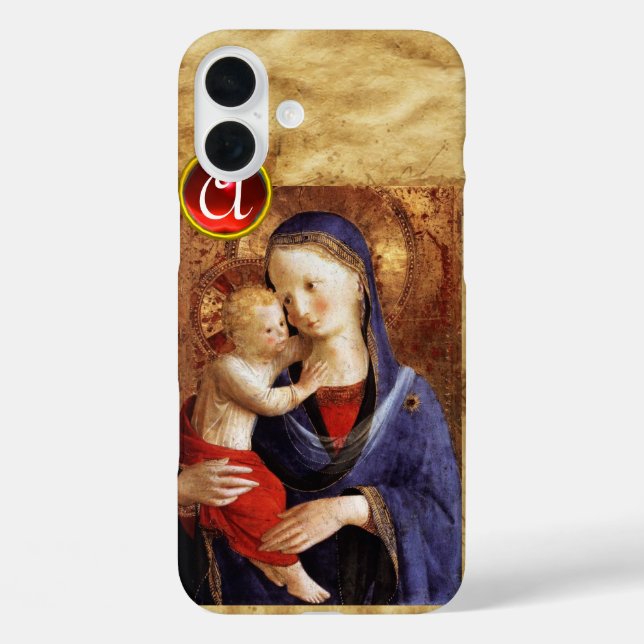 VIRGIN WITH CHILD  Red Ruby Monogram Case-Mate iPhone Case (Back)