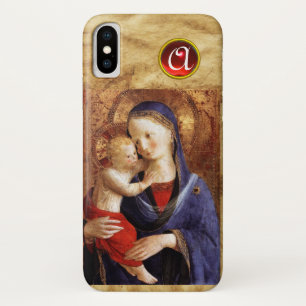 VIRGIN WITH CHILD Red Ruby Monogram iPhone X Case