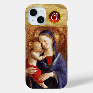 VIRGIN WITH CHILD Red Ruby Monogram iPhone 15 Case