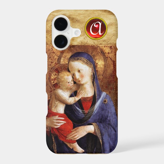 VIRGIN WITH CHILD  Red Ruby Monogram Iphone Case (Back)