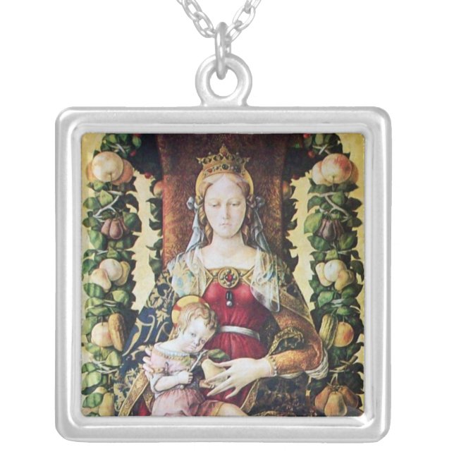 VIRGIN WITH CHILD SILVER PLATED NECKLACE (Front)