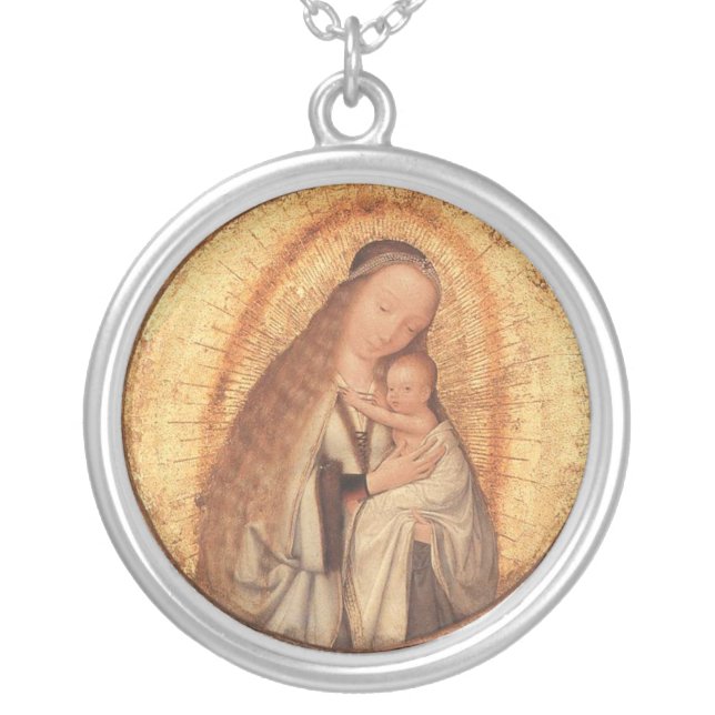 VIRGIN WITH CHILD SILVER PLATED NECKLACE (Front)
