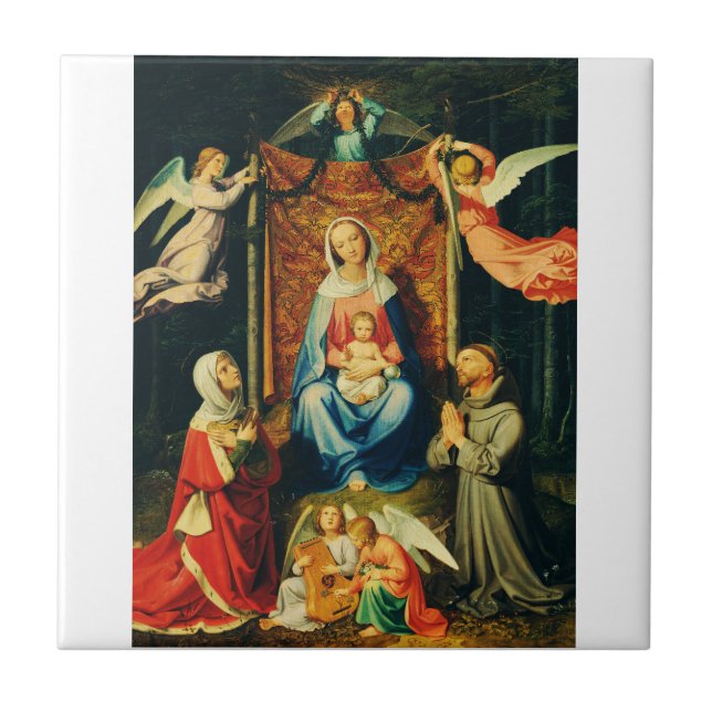Virgin with Child, St. Adelheid and St. Francis Ceramic Tile (Front)