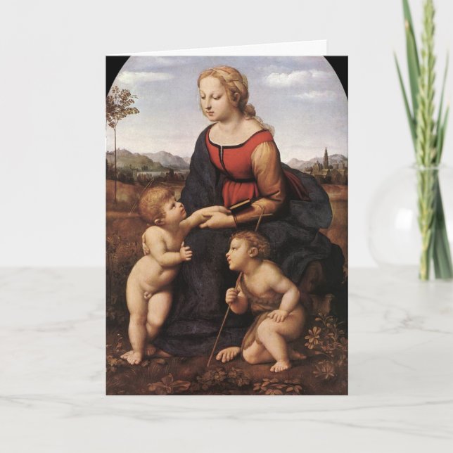 Virgin with Jesus and St. John by Raphael Holiday Card (Front)