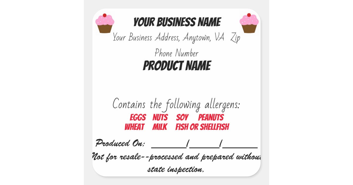 Virgina Cottage Law Food label sticker home baker | Zazzle