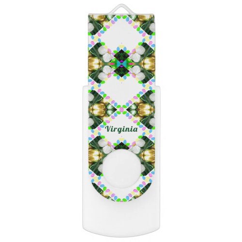 VIRGINIA Abstract Easter Egg Pattern Personalised Flash Drive
