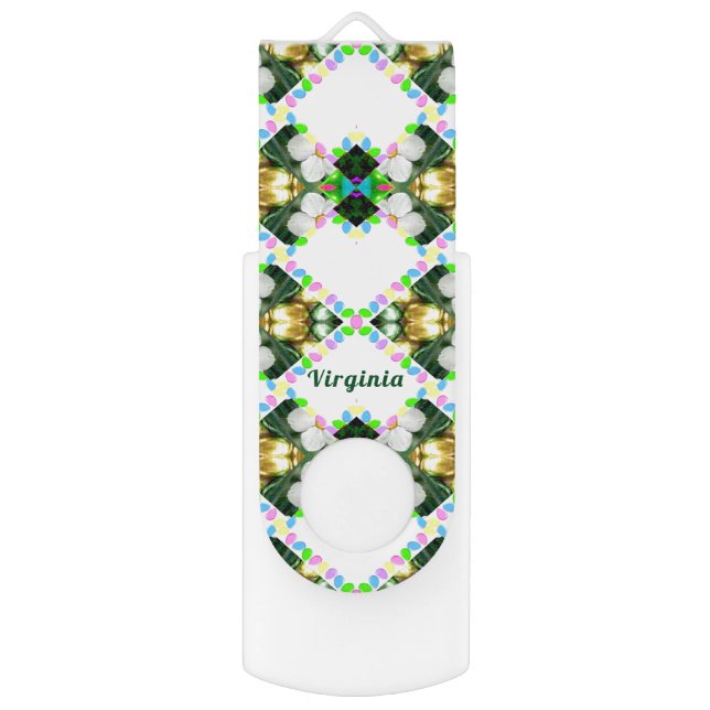 VIRGINIA Abstract Easter Egg Pattern ~Personalized Flash Drive (Back (Vertical))