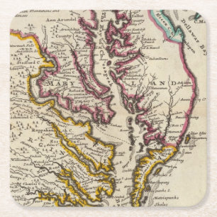 Virginia and Maryland Square Paper Coaster