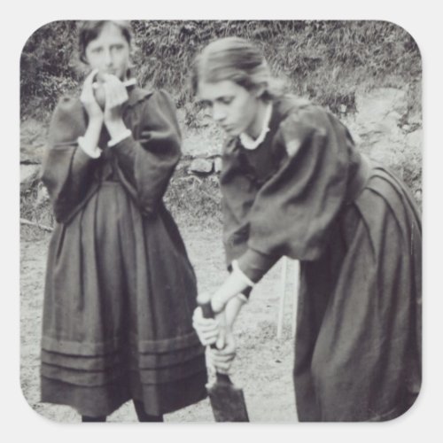 Virginia and Vanessa Stephen in St Ives 1894 Square Sticker