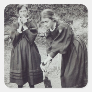 Virginia and Vanessa Stephen, in St. Ives, 1894 Square Sticker