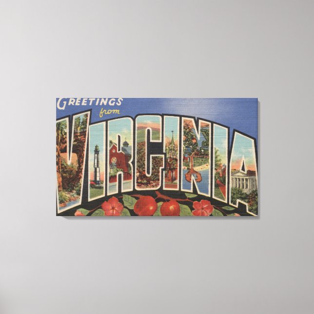 Virginia (Apples/Blossoms) - Large Letter Scenes Canvas Print (Front)