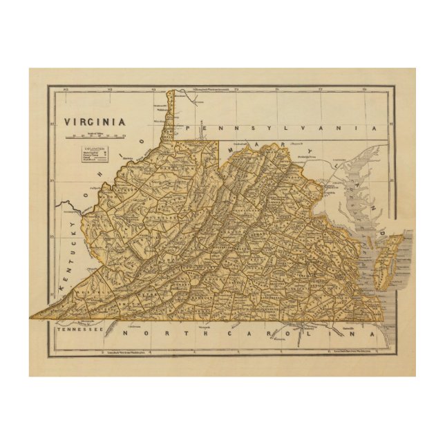 Virginia Atlas Map Wood Wall Decor (Front)