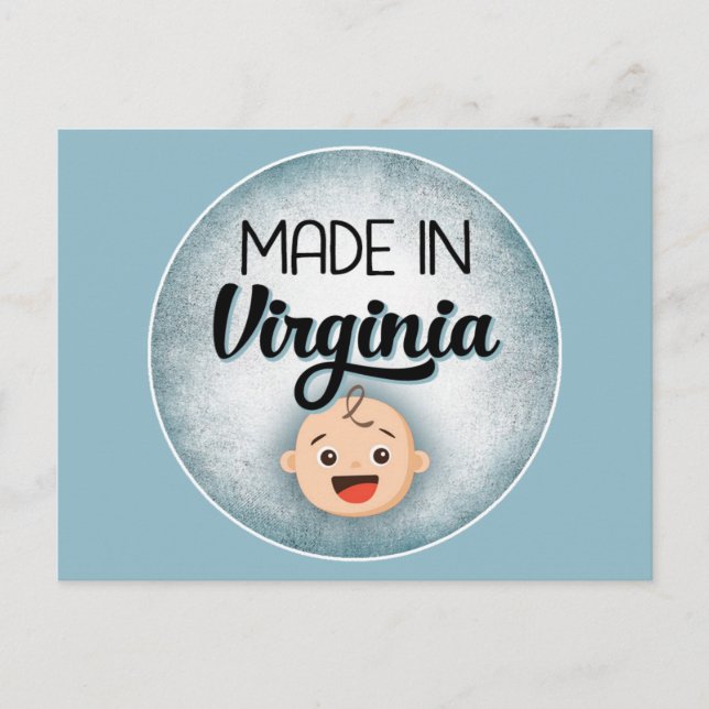 Virginia Baby Funny Blue New Boy Postcard (Front)