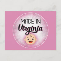 Virginia Baby Funny Pink New Girl Postcard