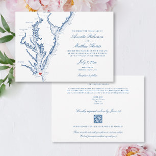 Virginia Beach all-in-one QR code RSVP Wedding Invitation