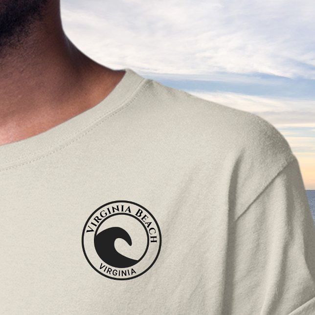 Virginia Beach Black Ocean Wave Circle Design T-Shirt (Creator Uploaded)
