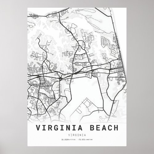 Virginia Beach City Map Poster