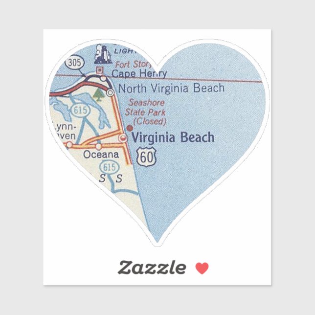 Virginia Beach Classic Map Sticker (Sheet)
