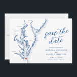 Virginia Beach Map Modern Wedding Save The Date<br><div class="desc">Announce your Virginia Beach wedding in style with our modern navy blue Chesapeake Bay map Save the Date from Coastal Map Designs. Featuring exquisite design elements and a touch of coastal charm, this save the date sets the perfect tone for your special day. Capturing the essence of iconic venues like...</div>