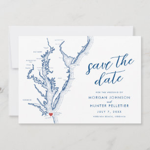 Virginia Beach Map Modern Wedding Save The Date
