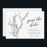 Virginia Beach Map Modern Wedding Save The Date<br><div class="desc">Announce your Virginia Beach wedding in style with our modern navy blue Chesapeake Bay map Save the Date from Coastal Map Designs. Featuring exquisite design elements and a touch of coastal charm, this save the date sets the perfect tone for your special day. Capturing the essence of iconic venues like...</div>