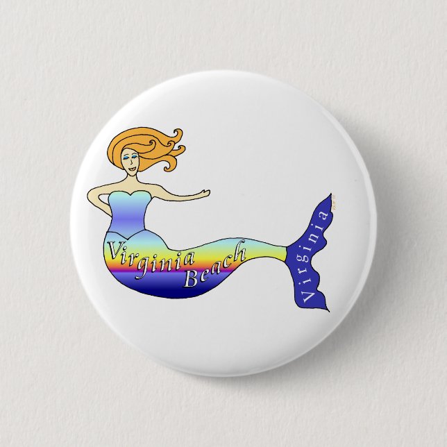 Virginia Beach Mermaid Round Button (Front)