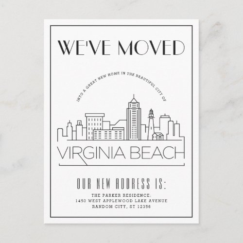 Virginia Beach Modern Deco  Change of Address Announcement Postcard