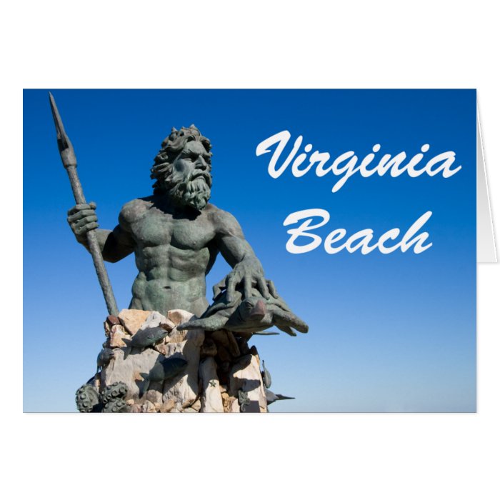 Virginia Beach Poseidon Statue w White Text Greeting Card