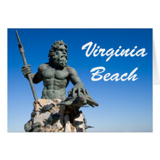 Virginia Beach Poseidon Statue w White Text Cards