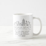 Virginia beach Stylized Skyline | Custom Slogan Coffee Mug<br><div class="desc">A unique coffee mug representing the beautiful city of Virginia Beach, Virginia. This mug features a stylized illustration of the city's unique skyline with its name underneath. Underneath the city name is a spot for your unique slogan or statement about your favorite city. You can utilize the customization function to...</div>