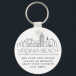 Virginia Beach Stylized Skyline | Custom Slogan Keychain<br><div class="desc">A unique key chain representing the beautiful city of Virginia Beach.  
This keychain features a stylized illustration of the city's unique skyline with its name underneath.
Underneath the city name is a spot for your unique slogan or statement about your favorite city.</div>