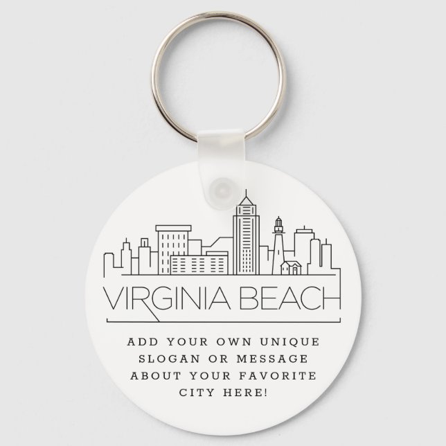 Virginia Beach Stylized Skyline | Custom Slogan Keychain (Front)
