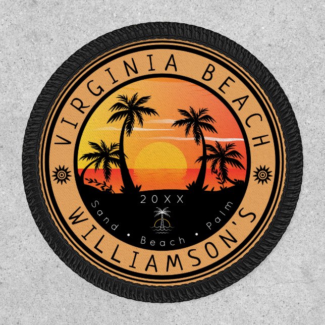 Virginia Beach USA Retro Sunset Souvenirs 80s Patch (Front)