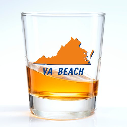 Virginia Beach VA City State Map Orange  Blue Shot Glass