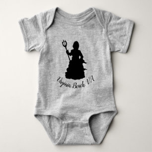 Virginia Beach VA Neptune Sculpture Silhouette Baby Bodysuit