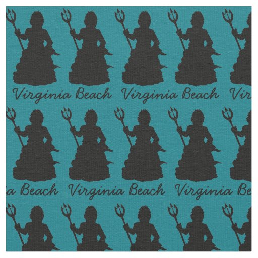 Virginia Beach VA Ocean Blue Neptune Statue Fabric
