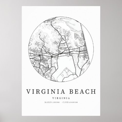 Virginia Beach Virginia City Map Poster